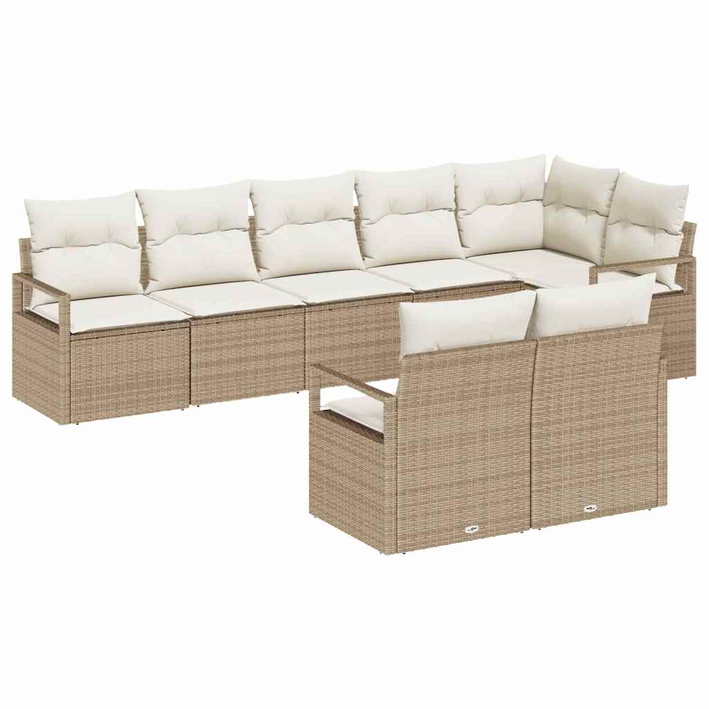 Garten-Sofa-Set mit Kissen mit Speicher 8 pcs Beige und Creme